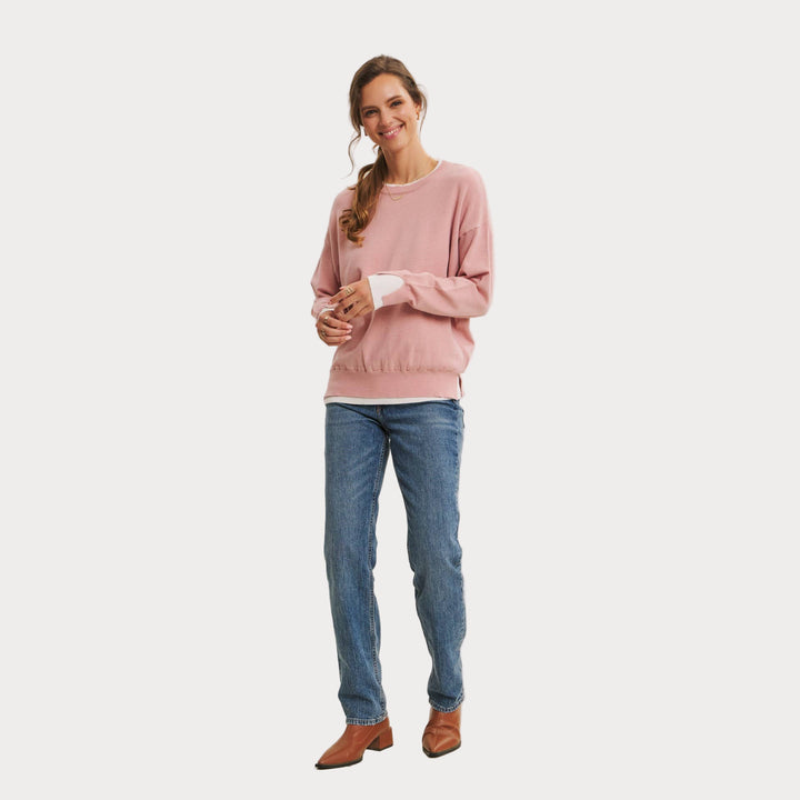 Lightweight Two-Tone Sweater | Soft Viscose Layered-Look Knit