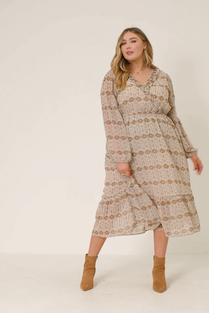 Golden Meadow Midi Dress – Timeless Boho Style