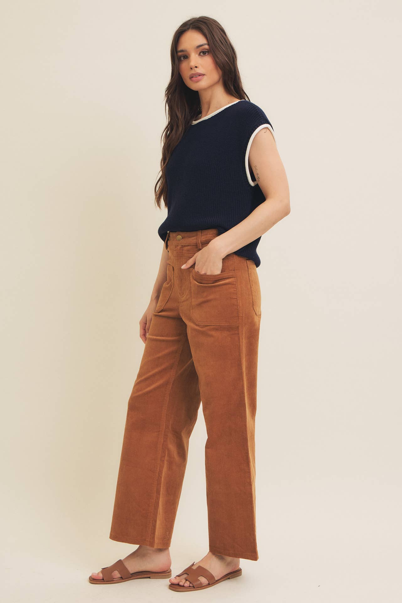 COZY CHIC WIDE LEG CORDUROY PANTS