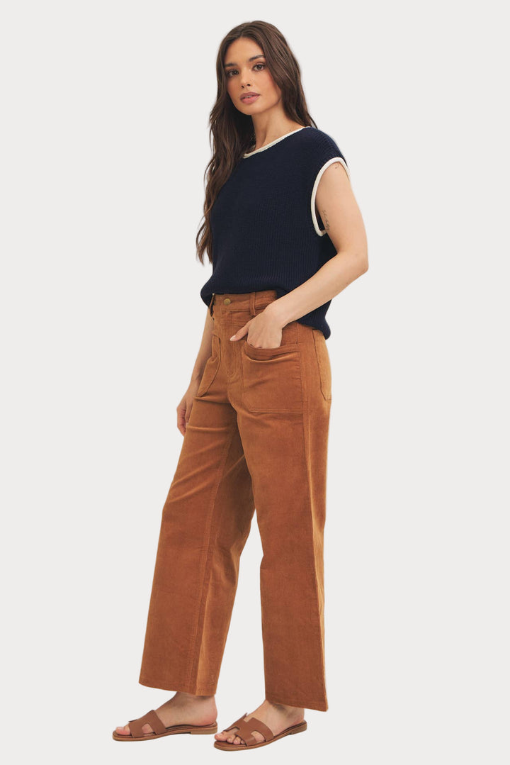 Wide Leg Corduroy Pants | High Waisted Retro Style