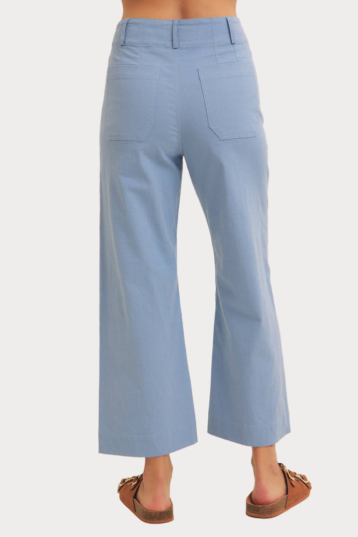 High Waisted Wide Leg Crop Pants | Linen Blend