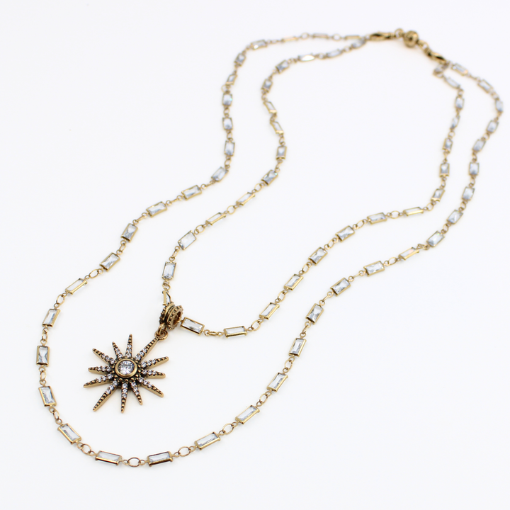 Breathe Crystal Starburst Station Chain Necklace