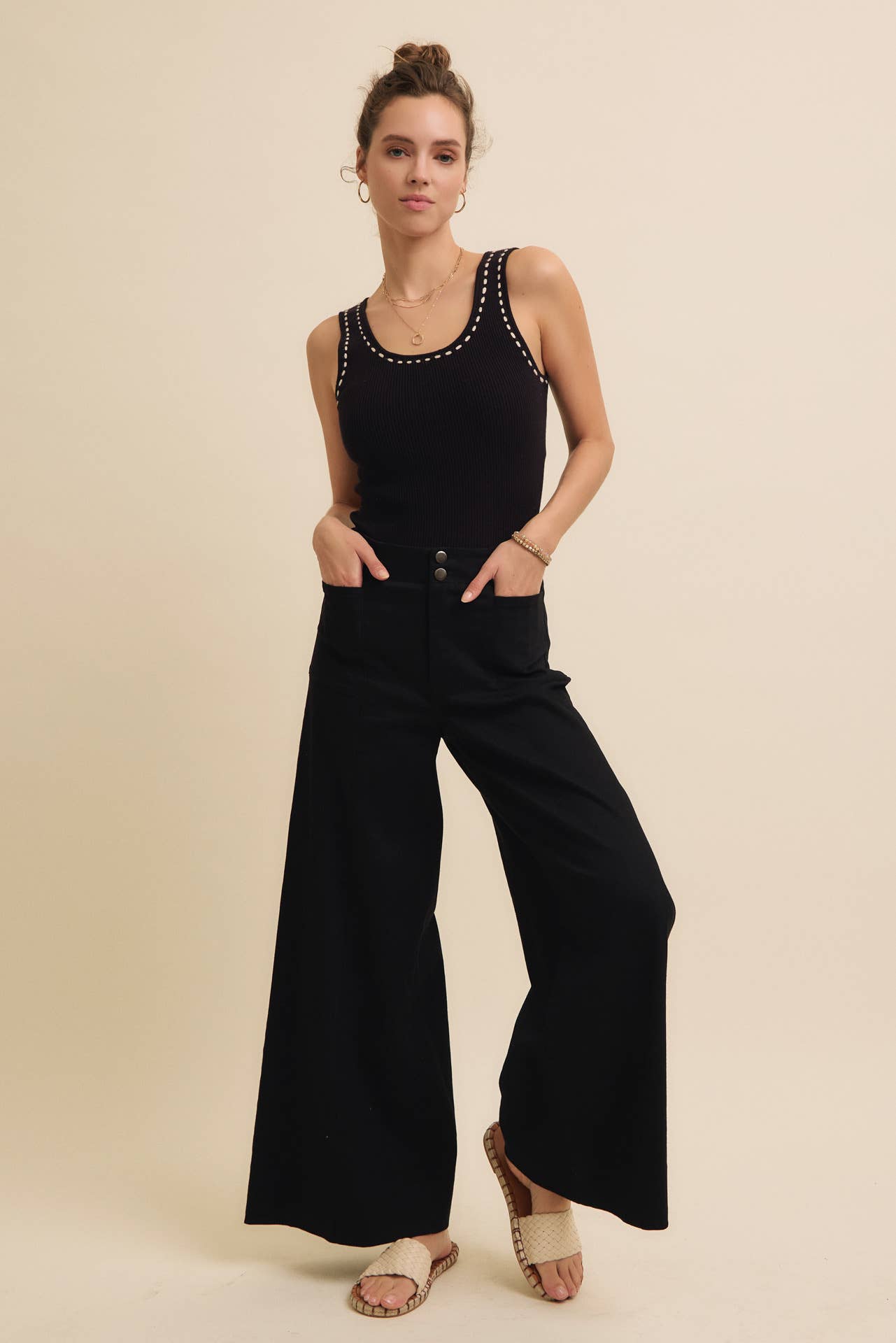 FLATTERING WIDE LEG FULL-LENGTH STRETCHY PANTS