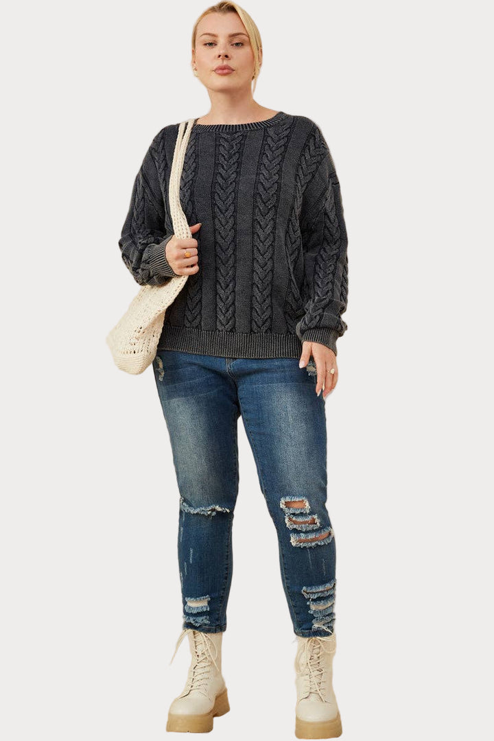 Cable Knit Washed Pullover Sweater – Effortless Comfort