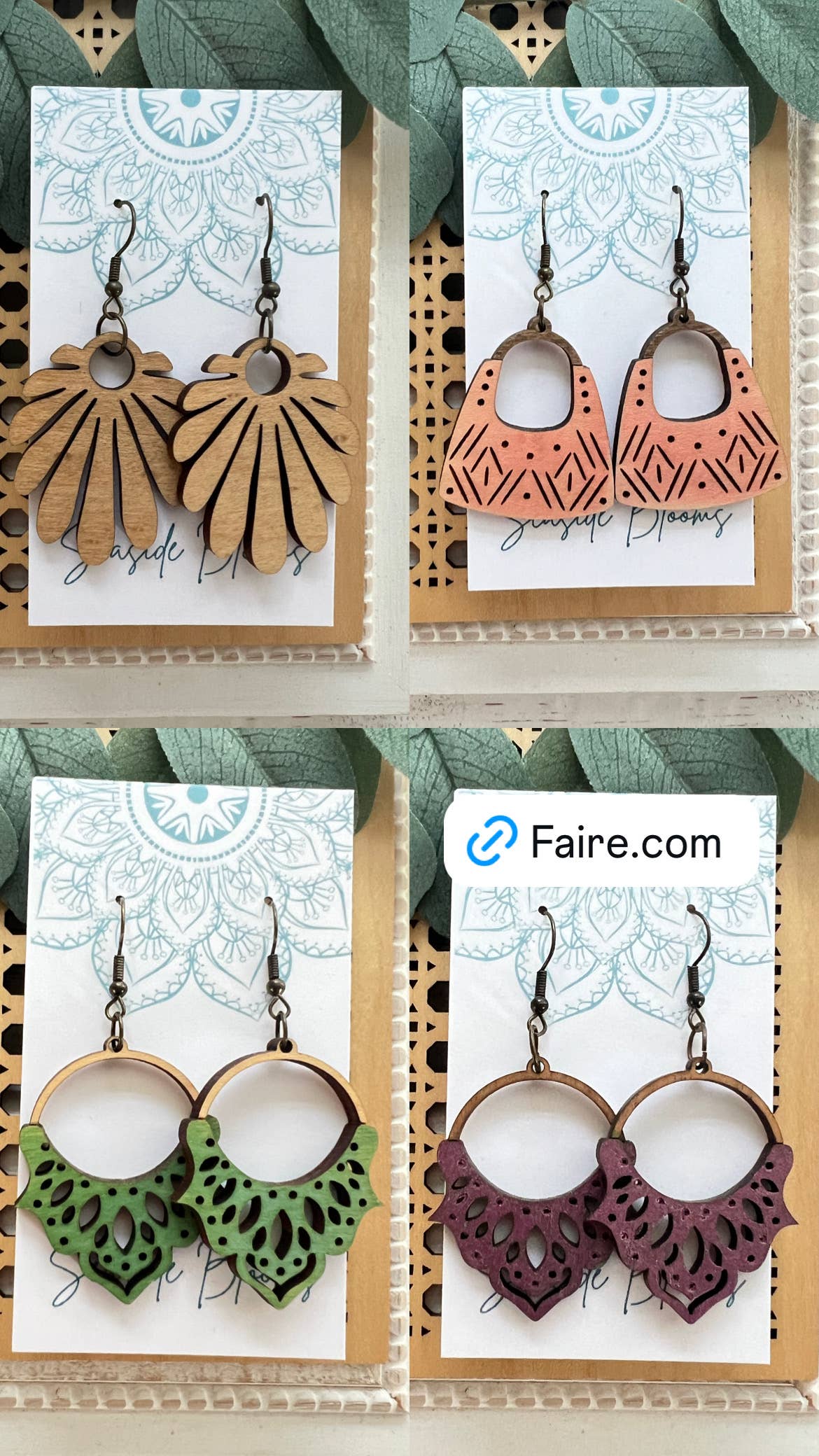 Wooden Earrings - Petals