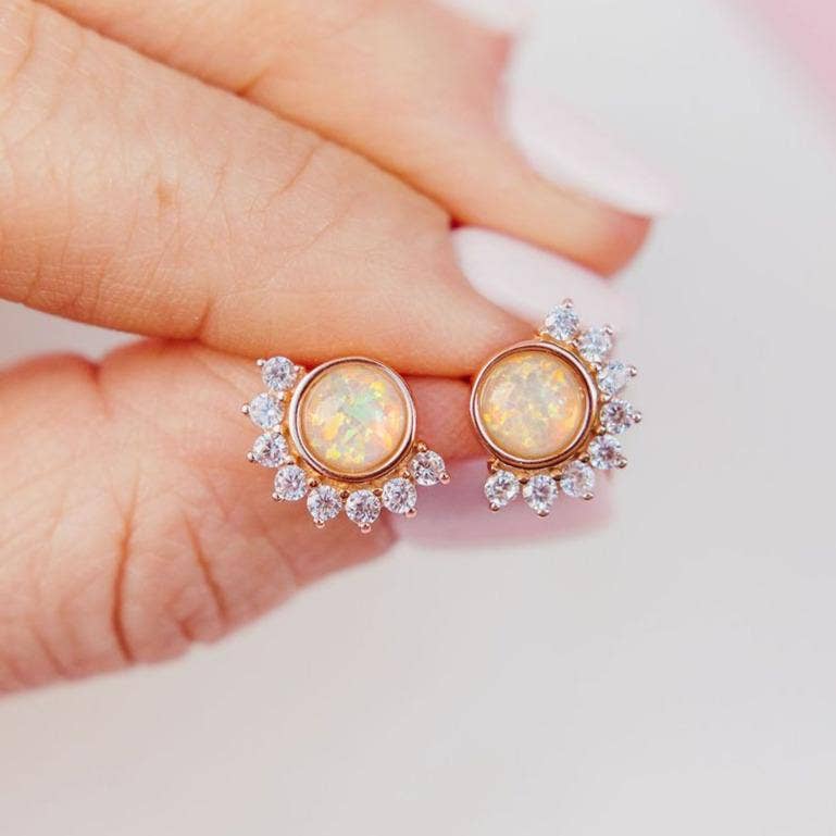 Lois Studs in White Opal