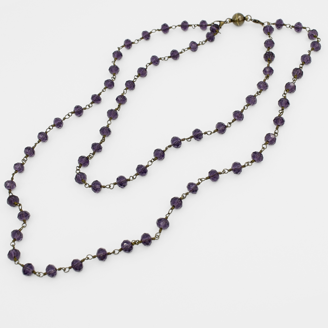 Crystal Rosary Beaded Layering Necklace – 6 Colors