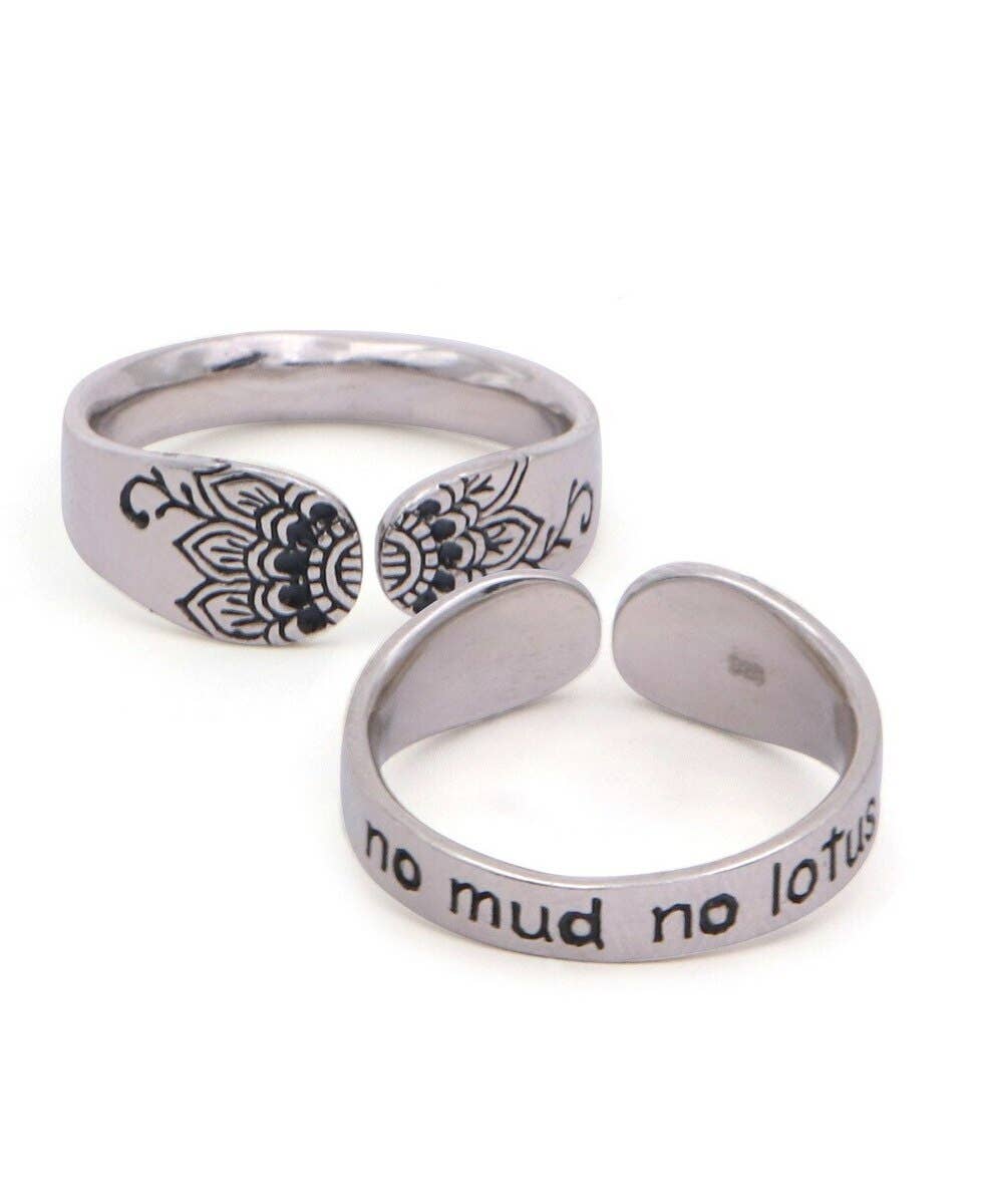 No Mud No Lotus Inspirational Mantra Ring