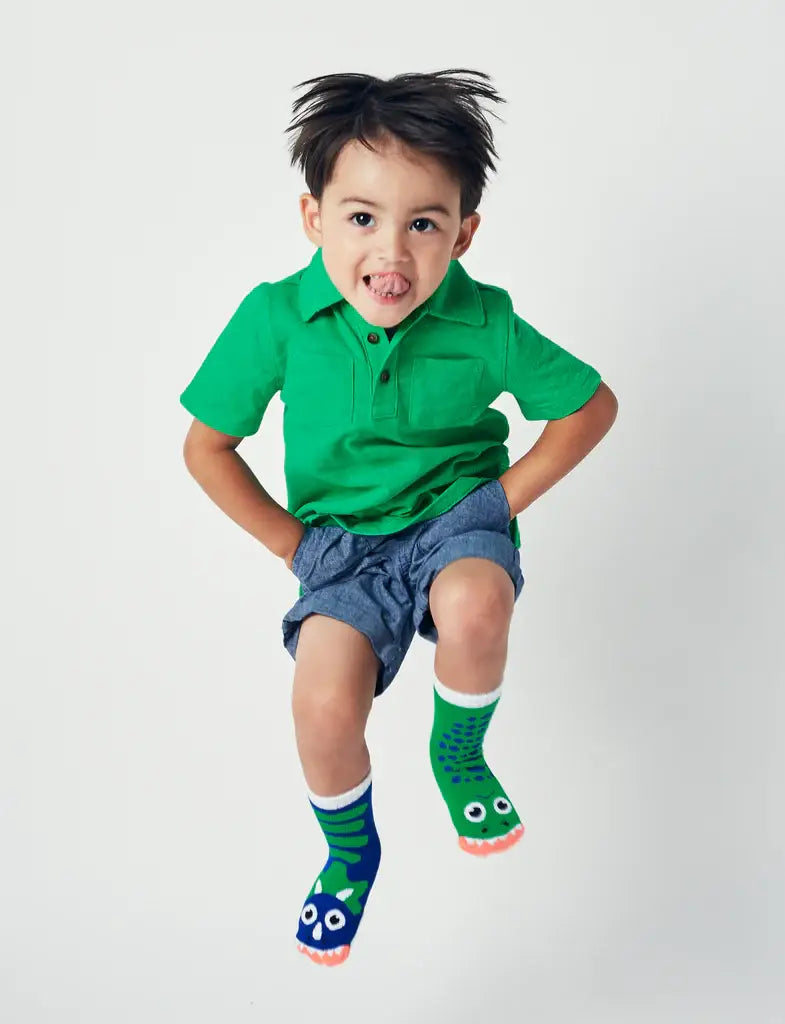 T-Rex & Triceratops Dinosaurs Mismatched Non-Slip Kids Socks