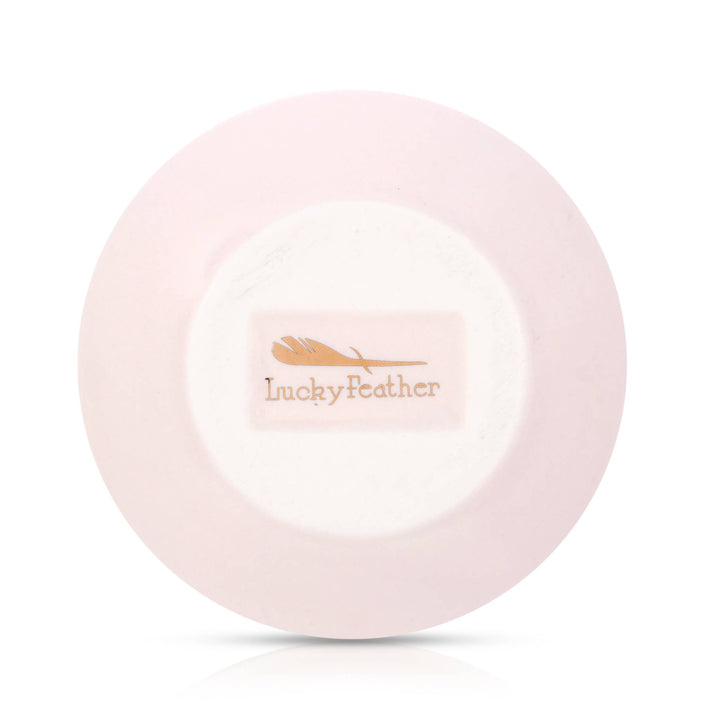 back of Mother of the Bride bracelet and trinket dish gift set with heart accents and blush pink gift packaging