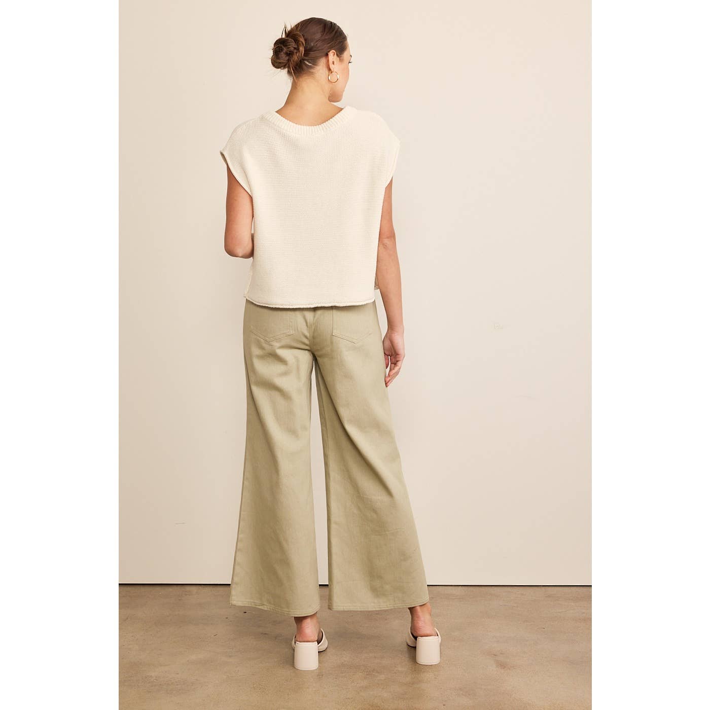 WIDE LEG DENIM PANTS WITH ELASTIC WAISTBAND