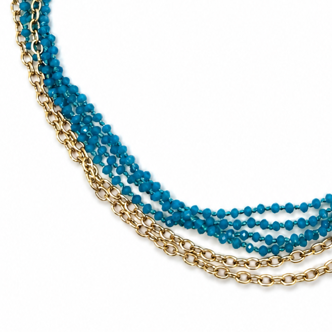 Multistrand Beaded & Chain Layering Necklace