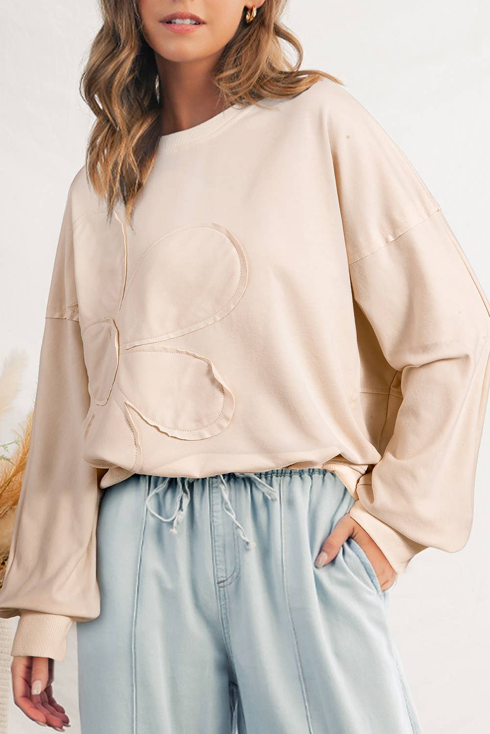 Flower Patch Drop Shoulder Loose Fit Top | S-XL