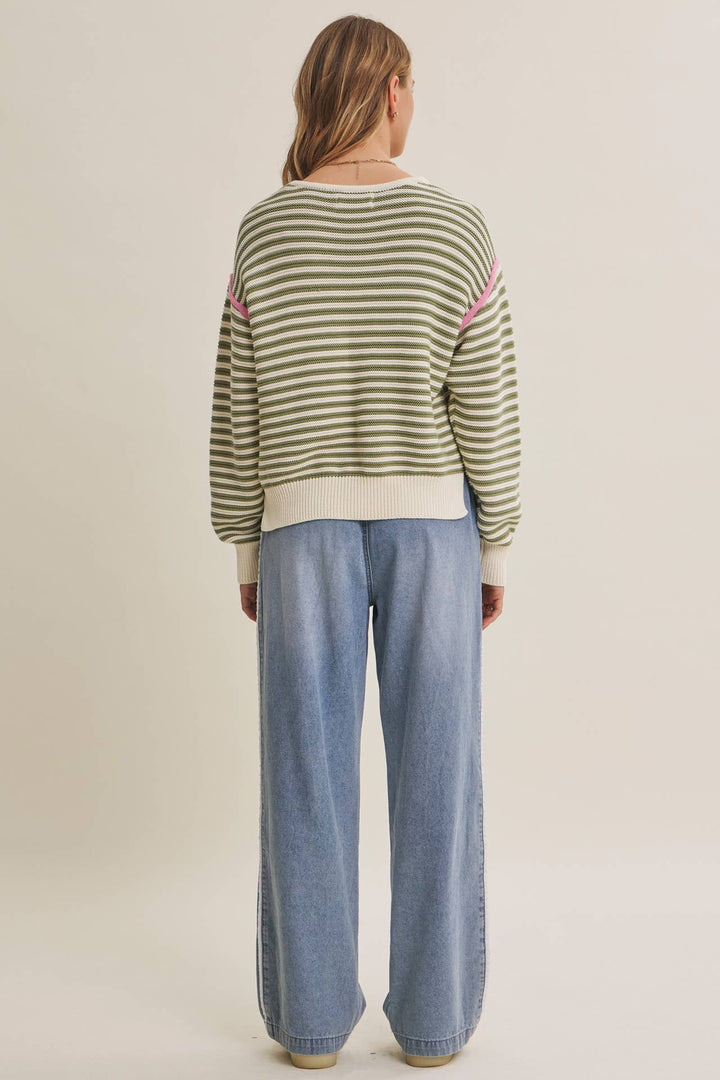 The Harper Contrast Stripe Cotton Sweater