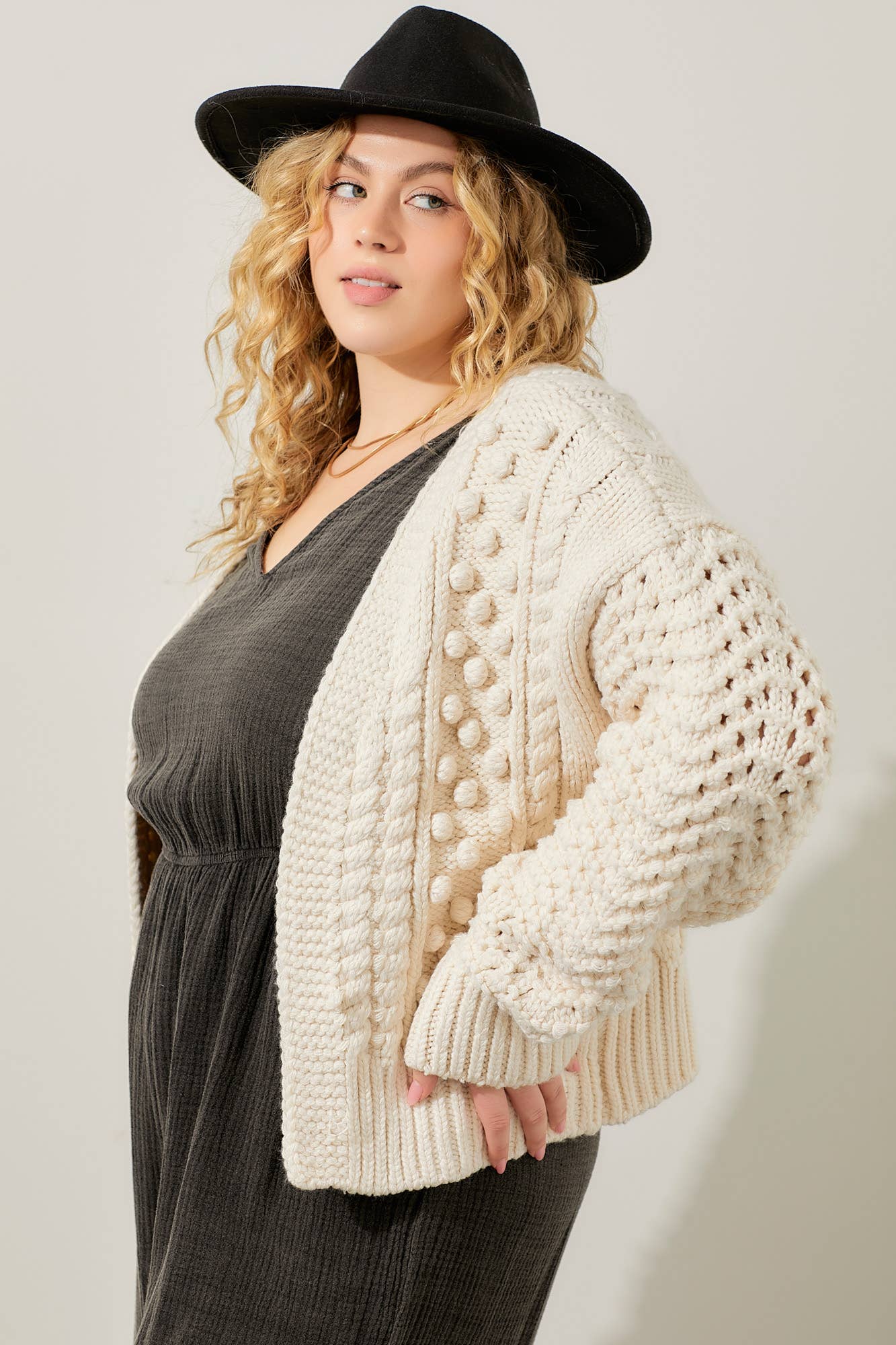 Pom Pom Sweater Cardigan - Plus