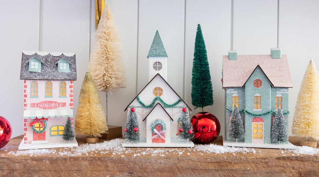 VIL1050 - White Church Light Up Christmas Village House