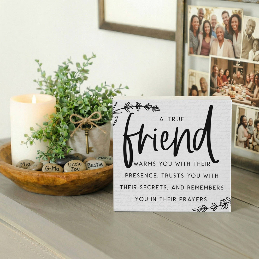 True Friend Friend Gift Tabletop Block Sign Decor