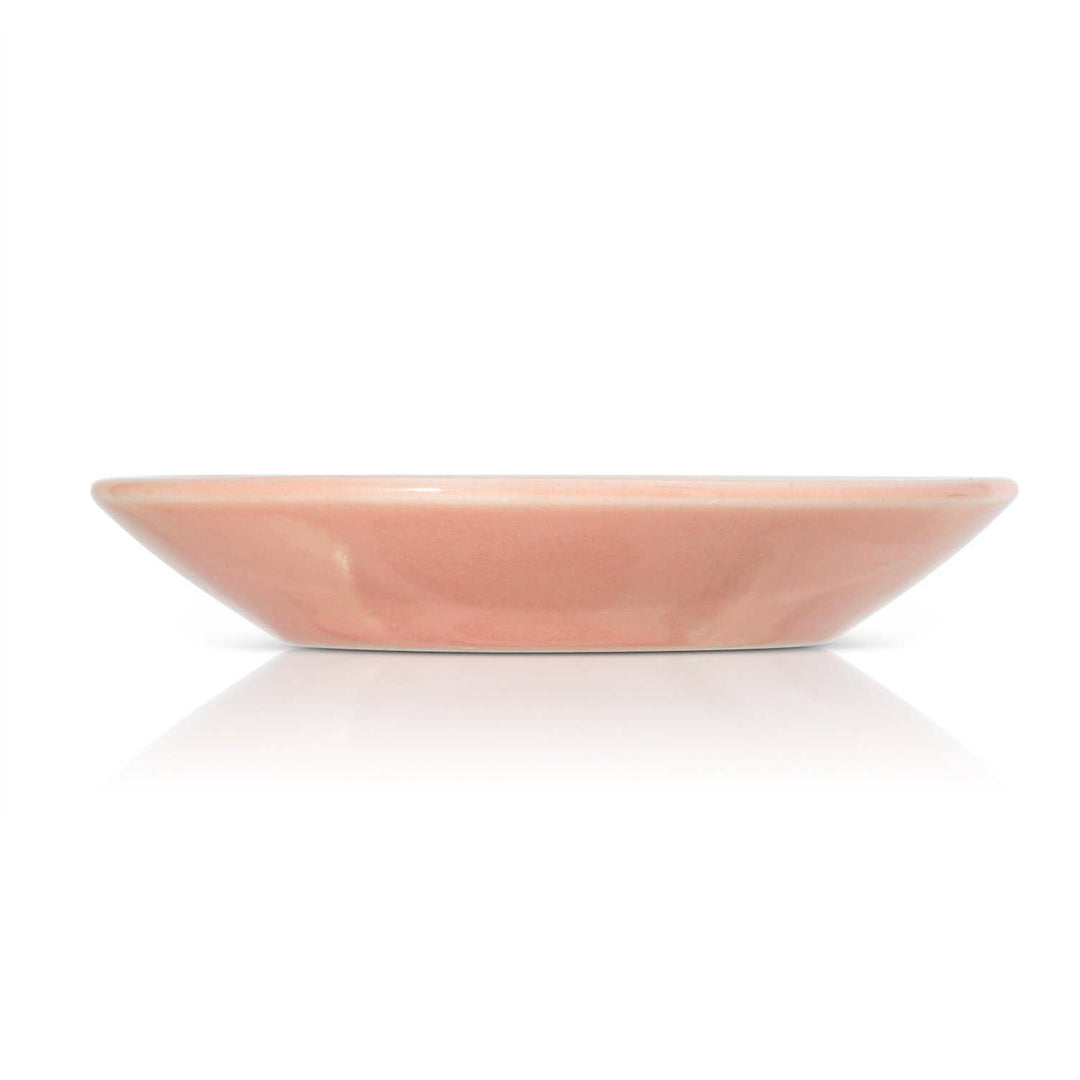 Pink ceramic plate on a white background