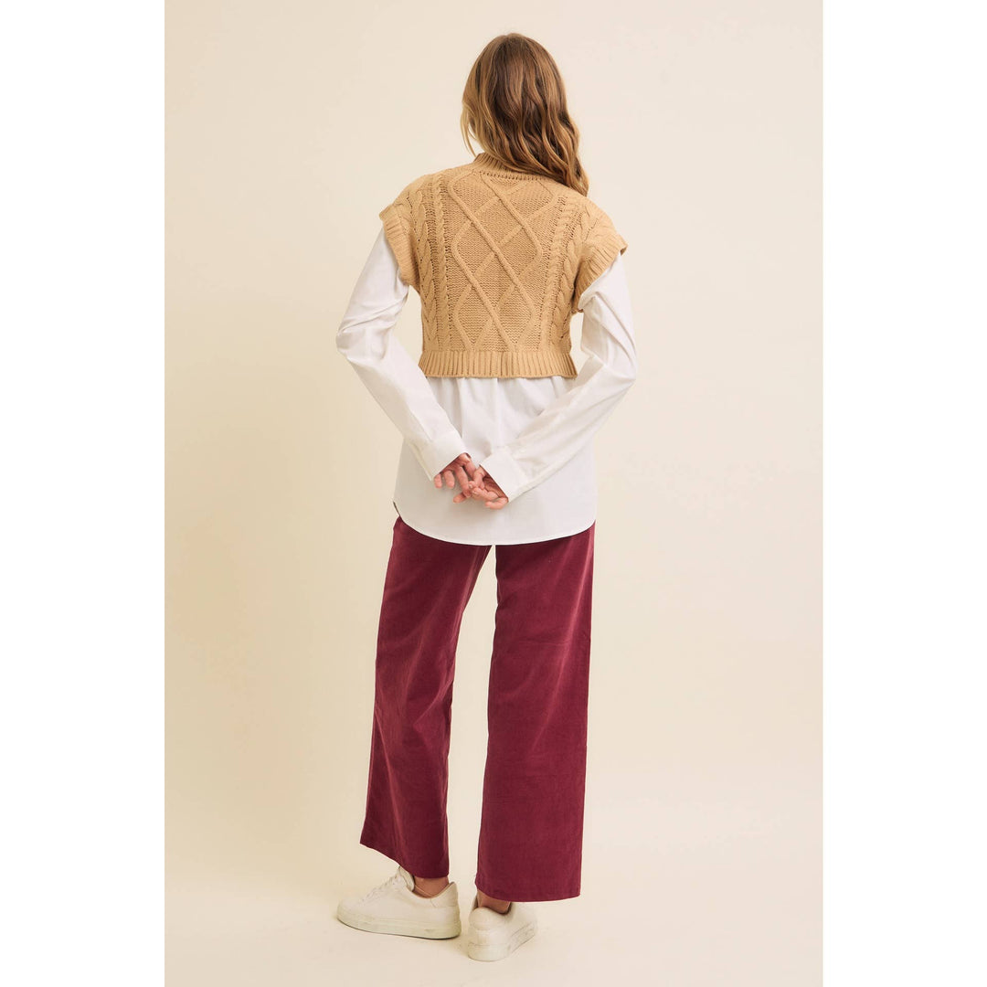 Mock Neck Sweater w/ Button Down