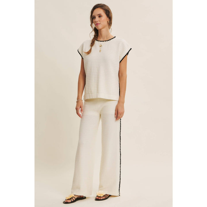 Playful Whipstitch Textured Sweater Top