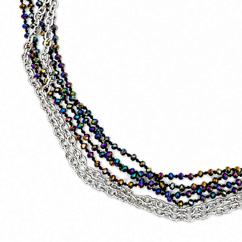Multistrand Beaded & Chain Layering Necklace