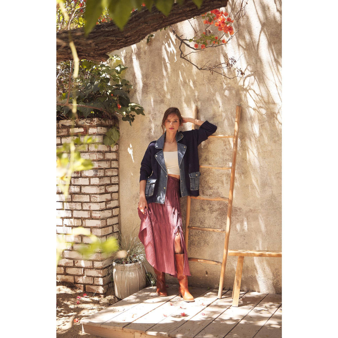 The Blake Mixed Media Denim Cardigan