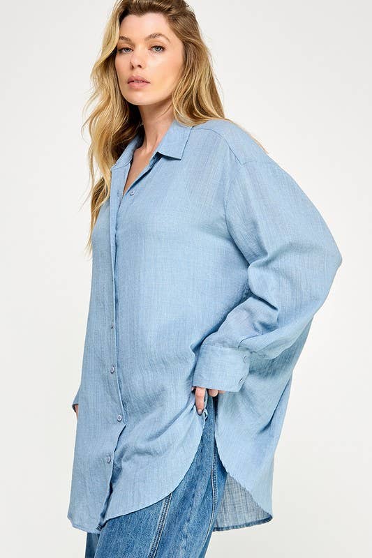 WASHED SUPER SOFT SEE THROUGH BUTTON DOWN SHIRTS