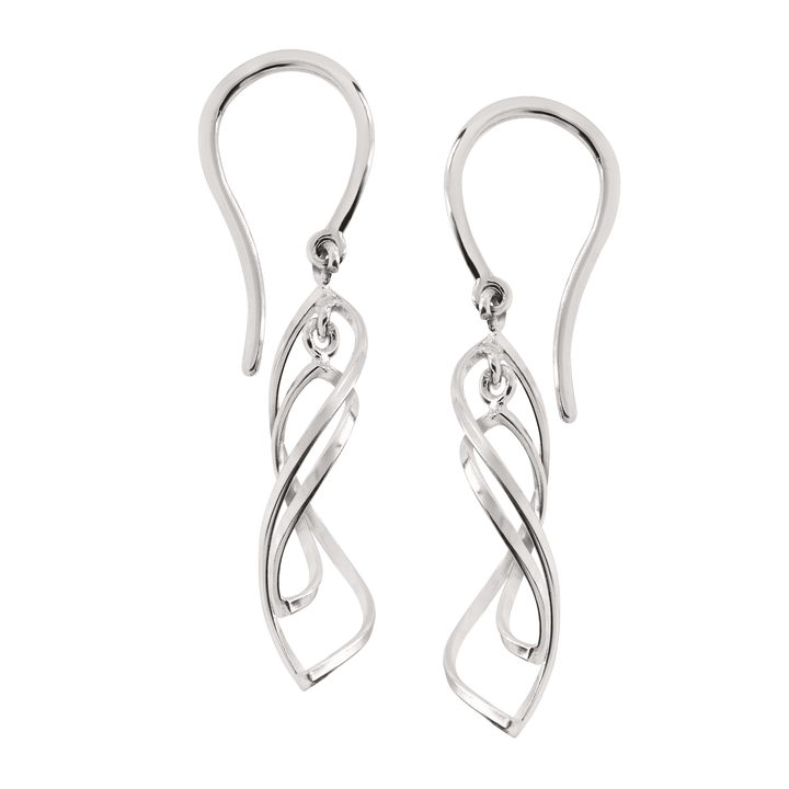 'Water Drop' Twisted Drop Earrings in  Silver