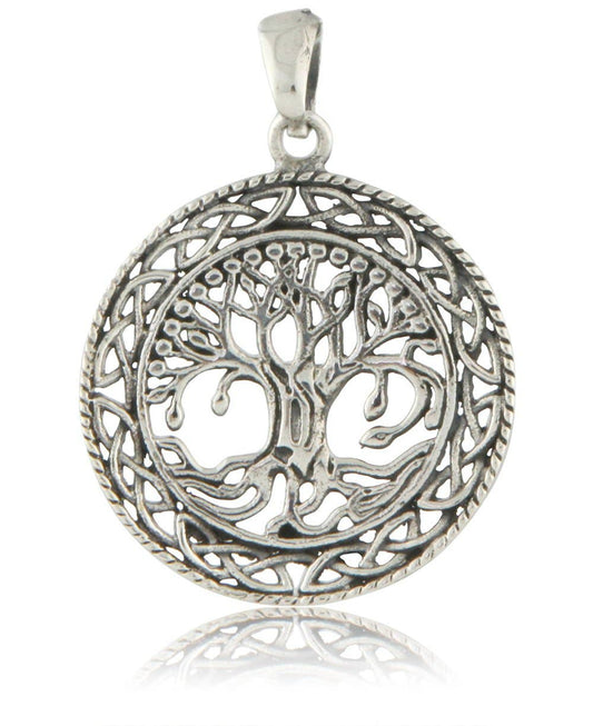 Tree of Life Celtic Medallion Pendant, Sterling Silver