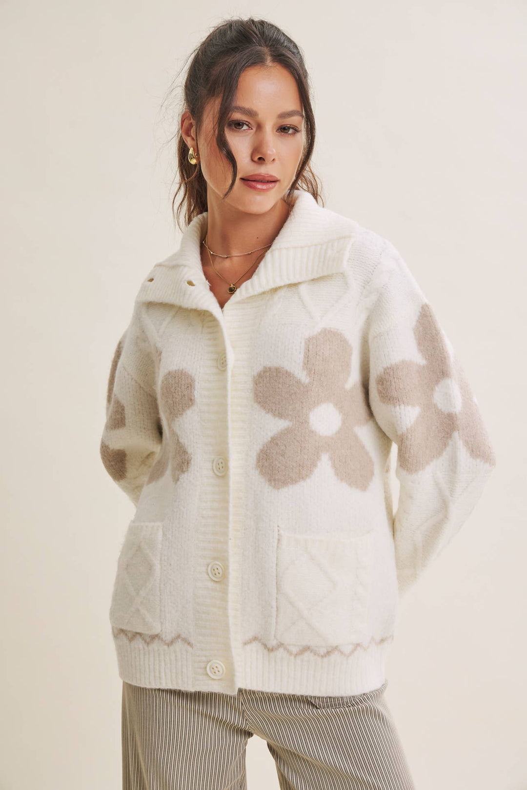 The Camille Floral Intarsia Cardigan