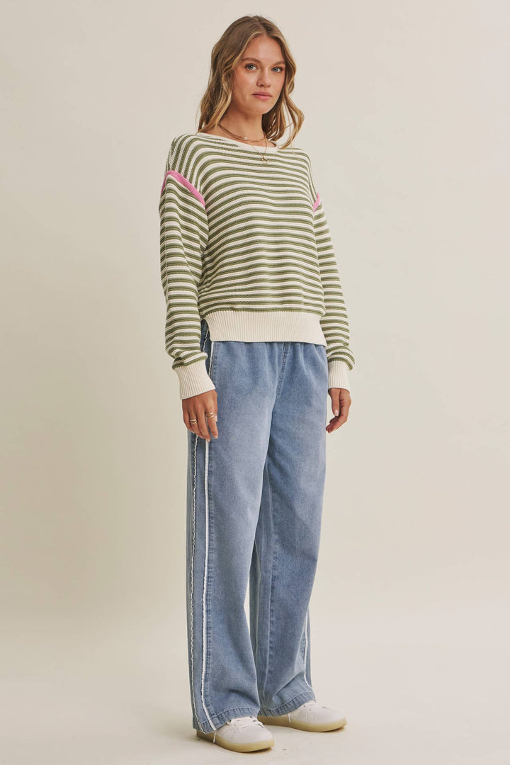 The Harper Contrast Stripe Cotton Sweater