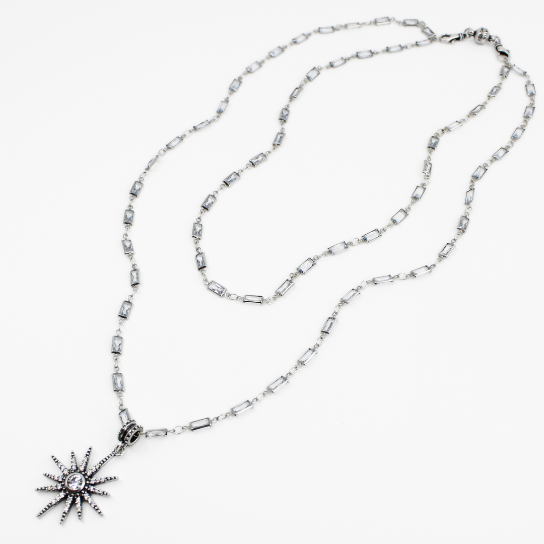 Breathe Crystal Starburst Station Chain Necklace
