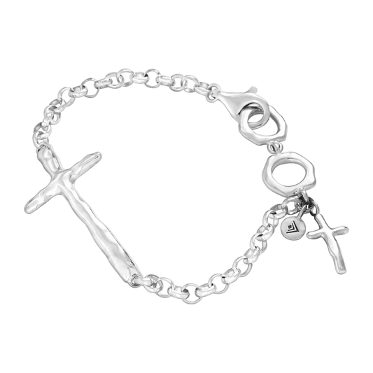 Silpada 'In Good Faith' Organic Cross Bracelet in Sterling S