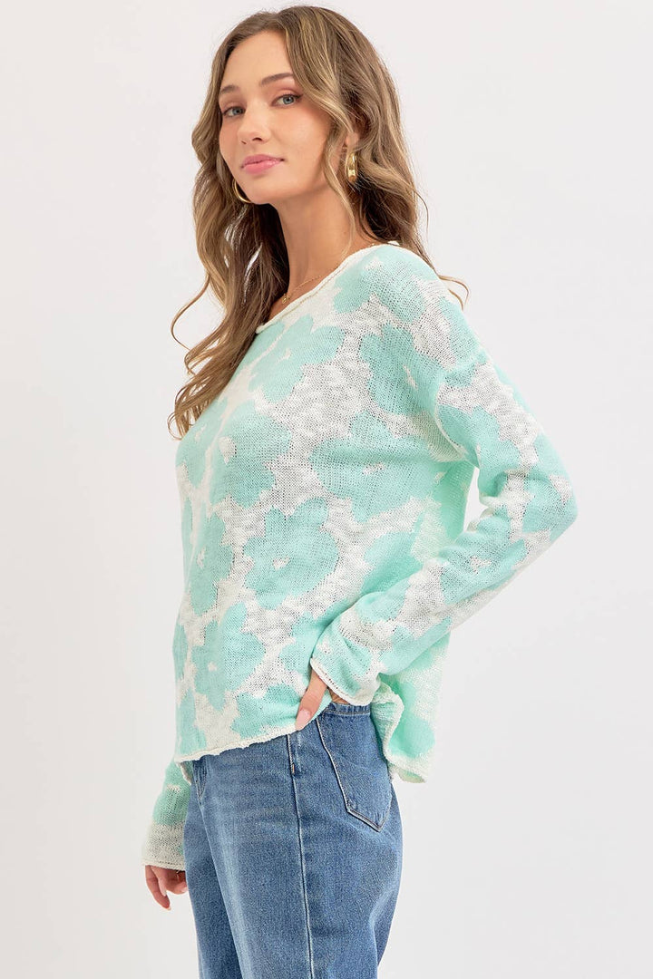 Casual Lightweight Flower Knit Top