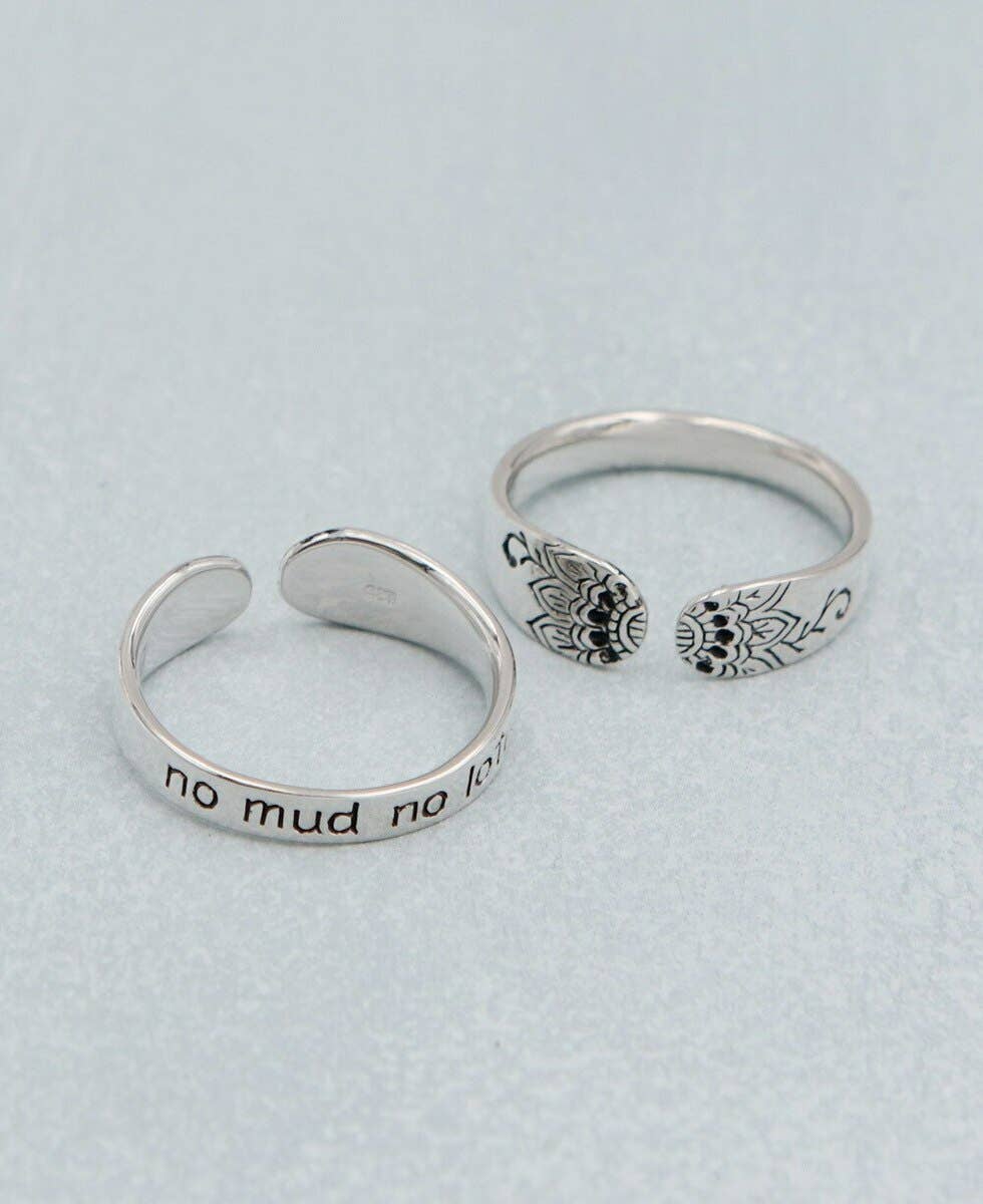 No Mud No Lotus Inspirational Mantra Ring