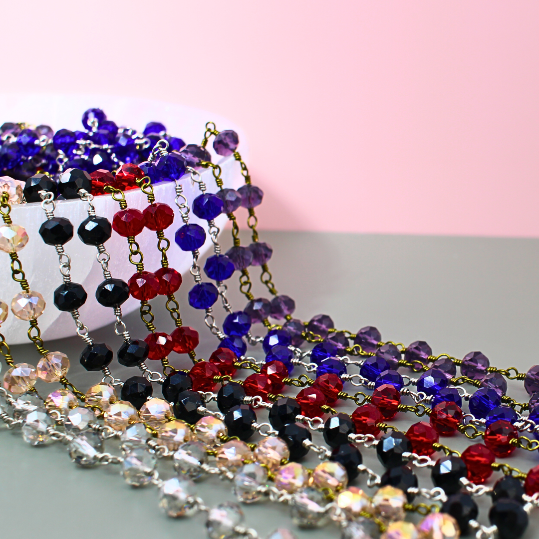 Crystal Rosary Beaded Layering Necklace – 6 Colors