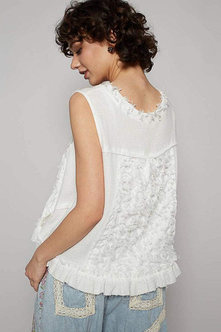 Sleeveless Textured Woven Top