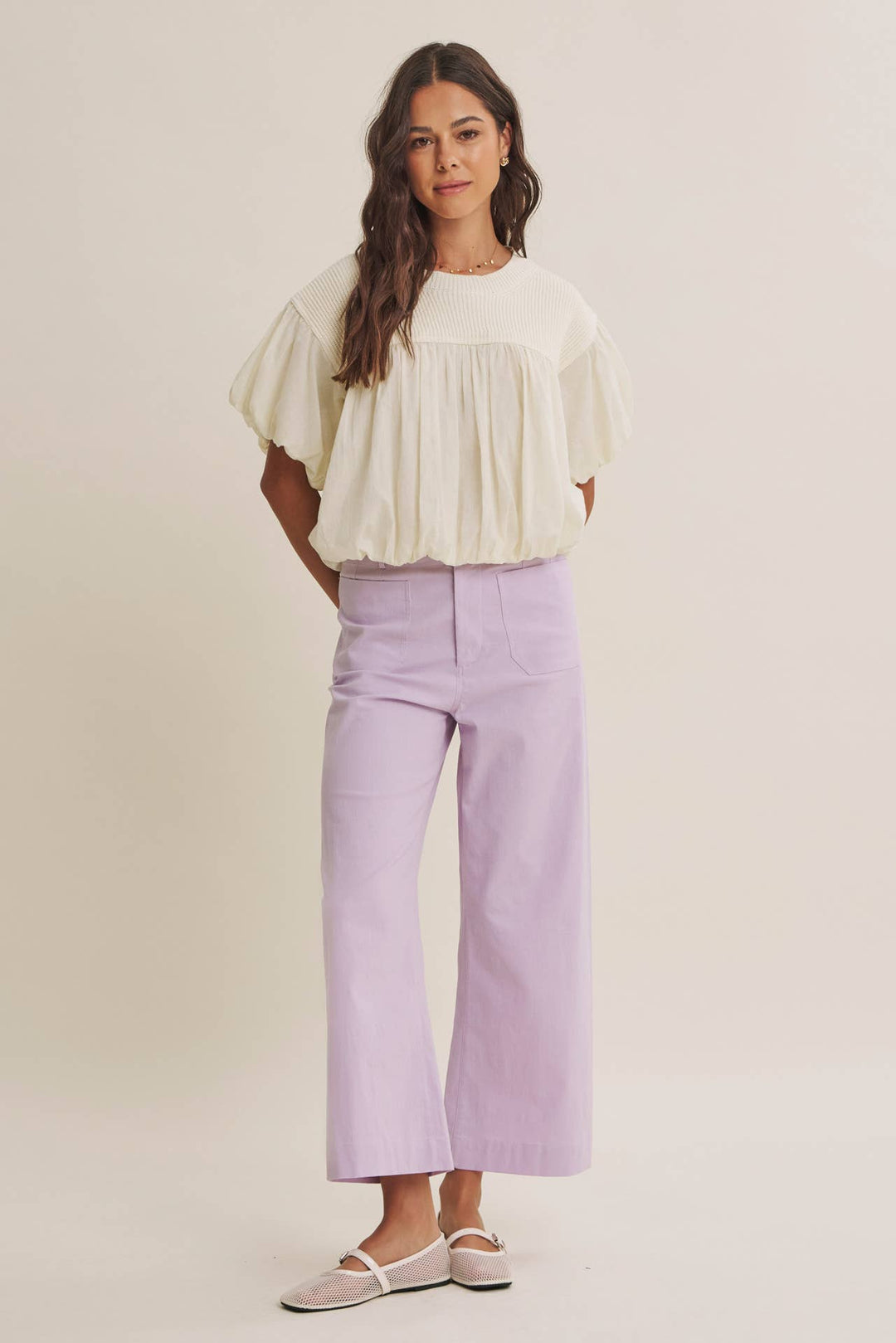 High Waisted Wide Leg Crop Pants | Linen Blend