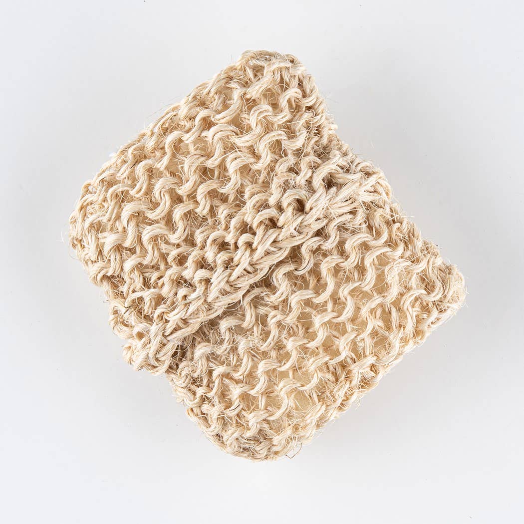 handwoven natural sisal body scrubber mitt for exfoliating skin