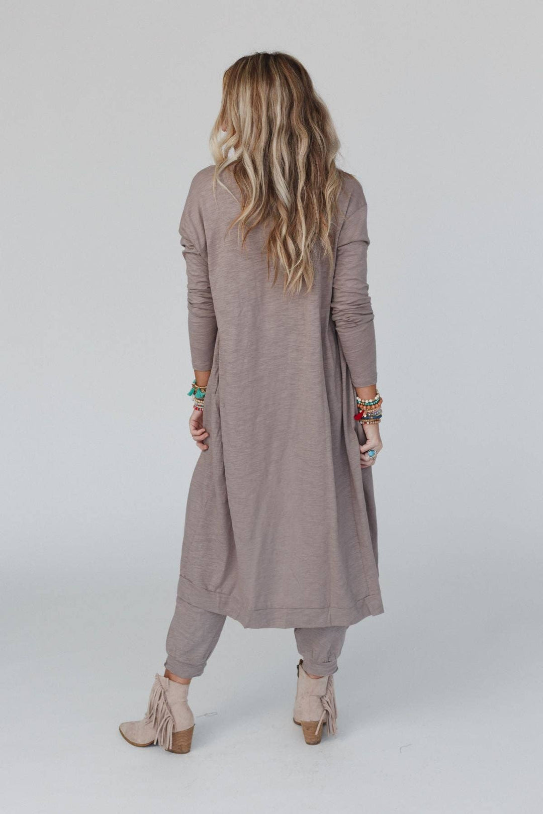 Set to Go Textured Jumpsuit And Cardigan Set