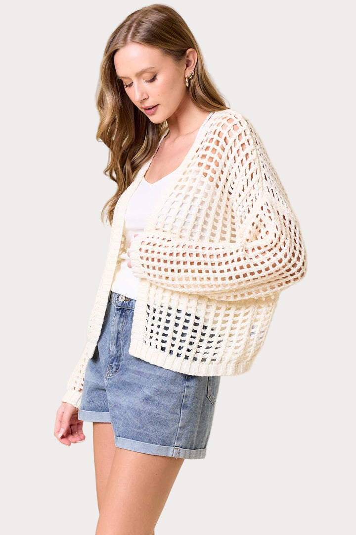 Crochet Fishnet Open Cardigan