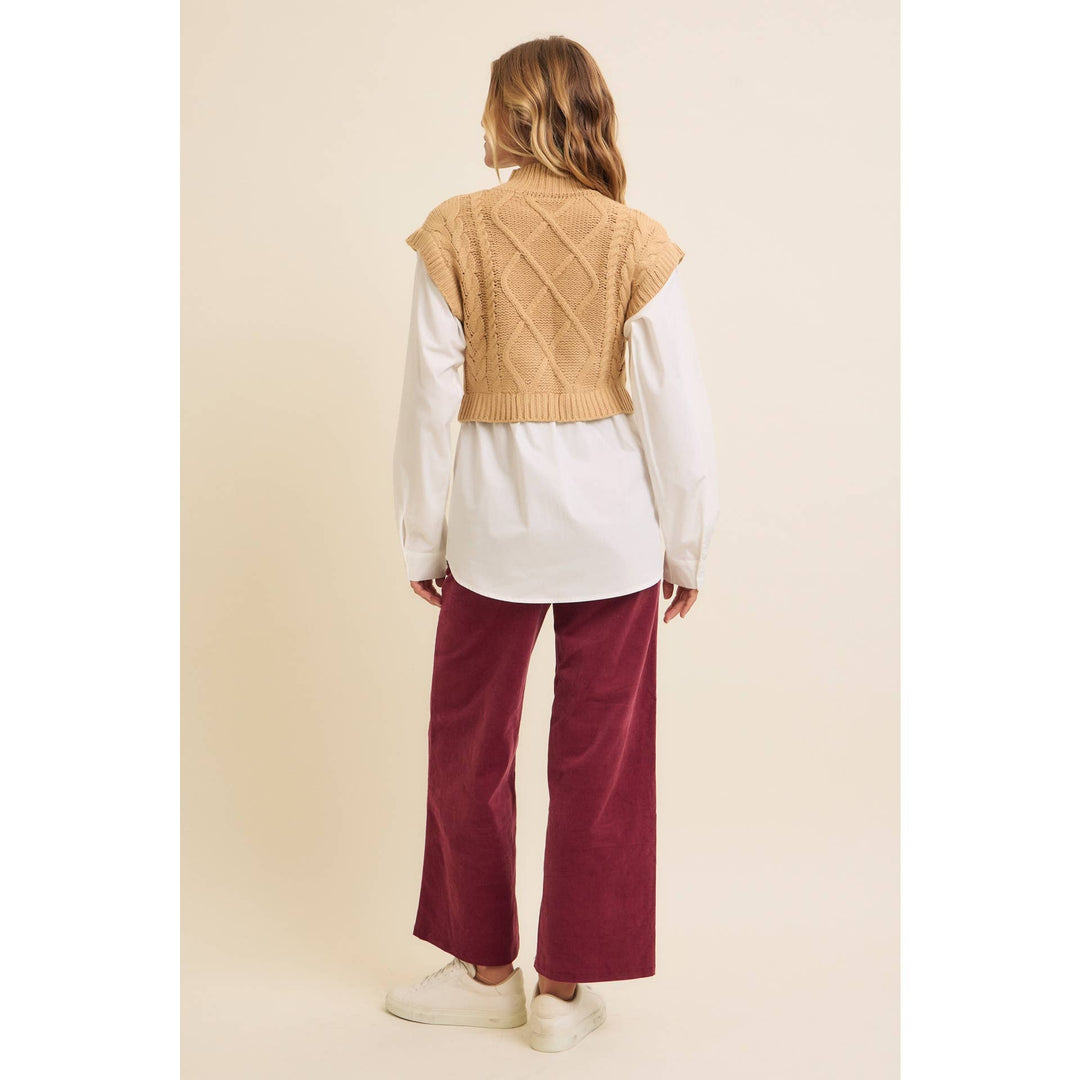 Mock Neck Sweater w/ Button Down