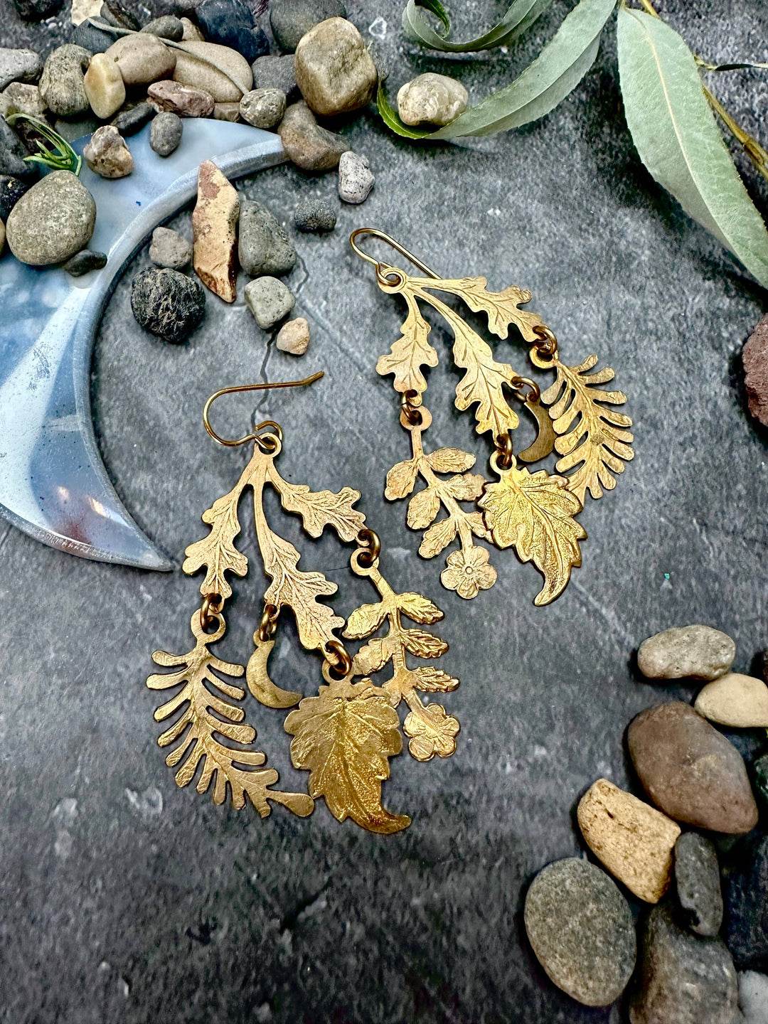 Harvest Moon Earrings- Handmade Beaten Solid Brass