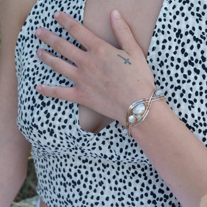 Braided Moonstone Cuff Bracelet