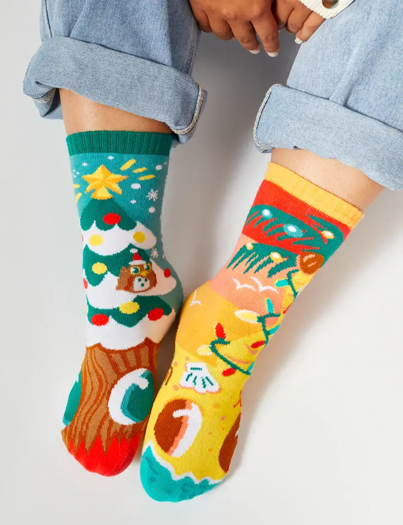 Christmas Trees Piney & Coco - Mismatched Socks for Adults