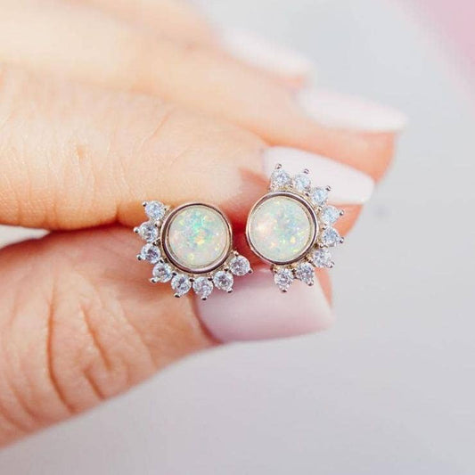 Lois Studs in White Opal