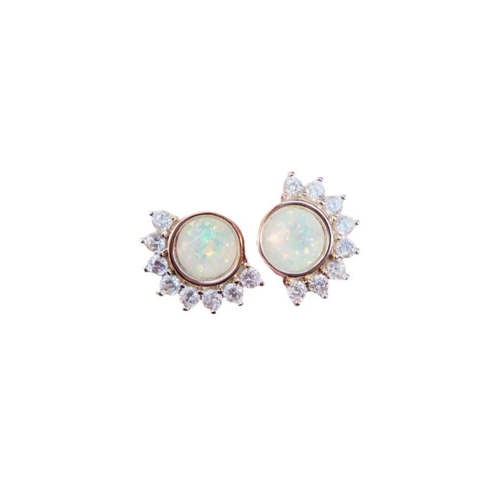 Lois Studs in White Opal