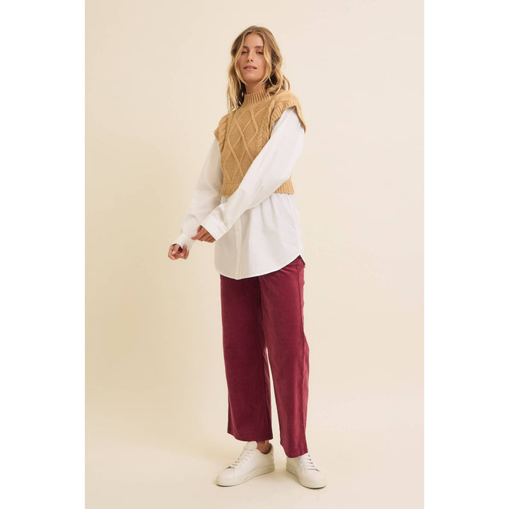 Mock Neck Sweater w/ Button Down