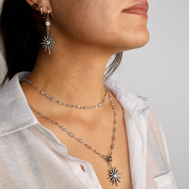 Breathe Crystal Starburst Station Chain Necklace