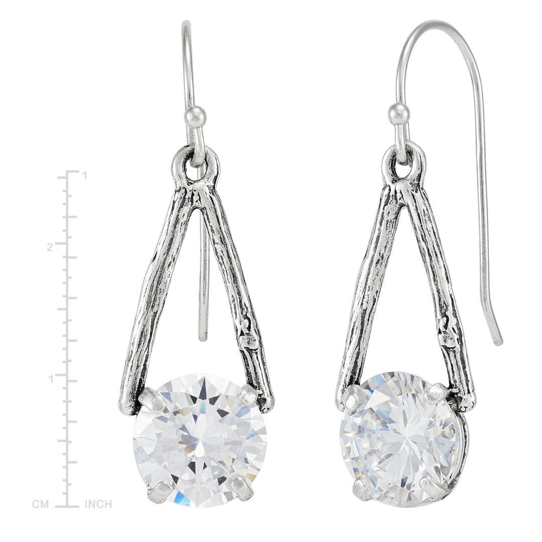 'Rue' Sterling Silver Cubic Zirconia Drop Earrings